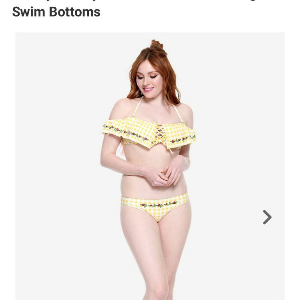 DISNEY Belle Yellow Gingham Swim BottomNWT!